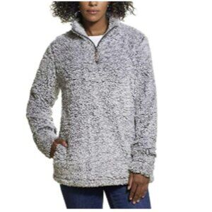Weatherproof Vintage Women's Sherpa Quarter-zip Pullover Shirt Gray New